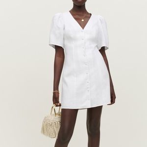 Reformation White Linen Joelle Mini Dress